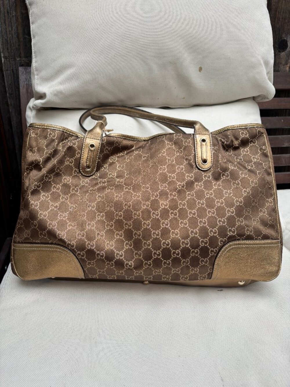 Gucci GG Canvas Princy Bow Tote Bag-Authentic